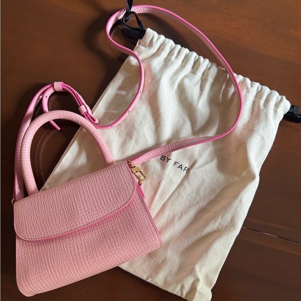 BY FAR Pink Mini Bag with Removable Crossbody Strap & Dustbag